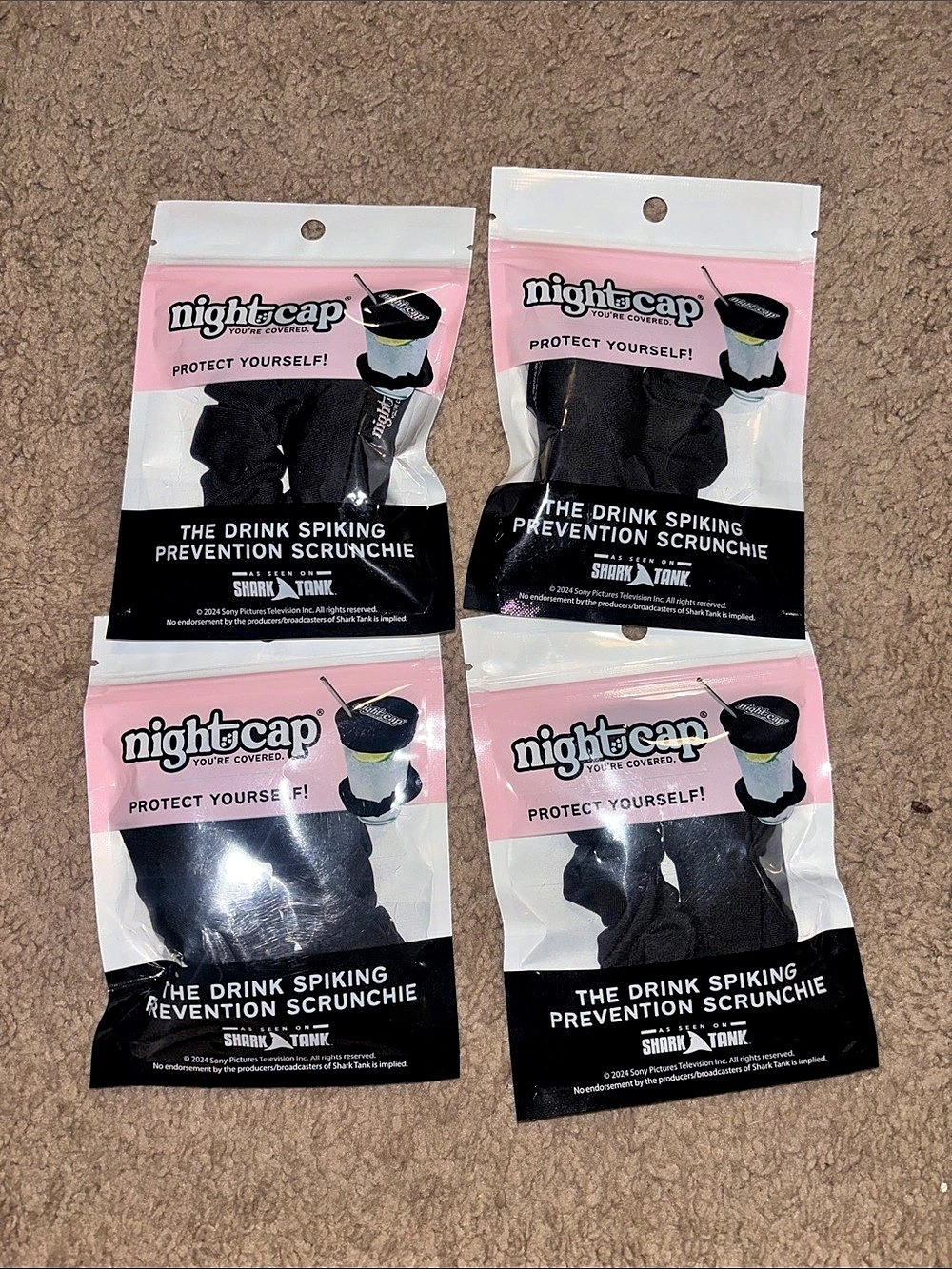 Nightcap The Drink Spiking Prevention Scrunchie 4-Pack Black